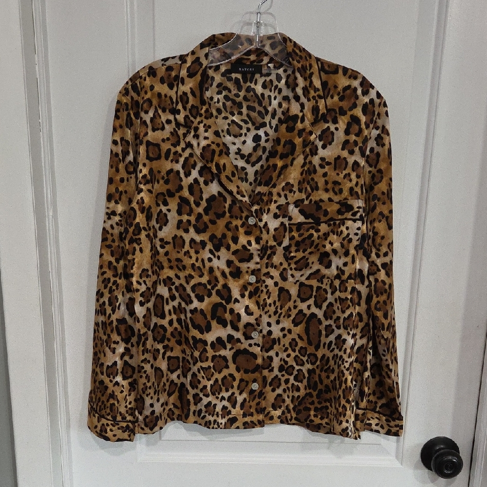 Natori Leopard Print Pajama Top